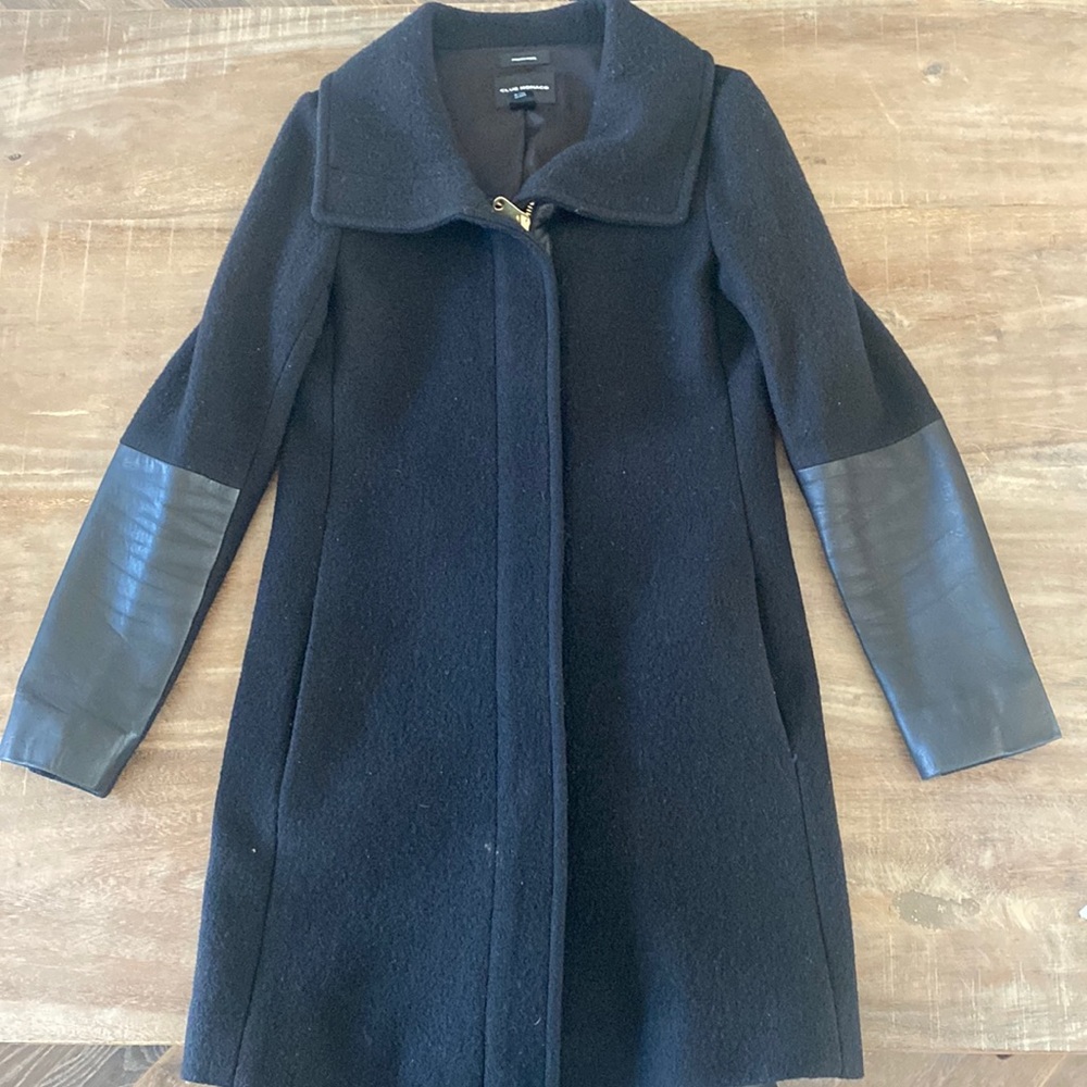 Italian Wool coat with leather forearms from Club Monaco - size small